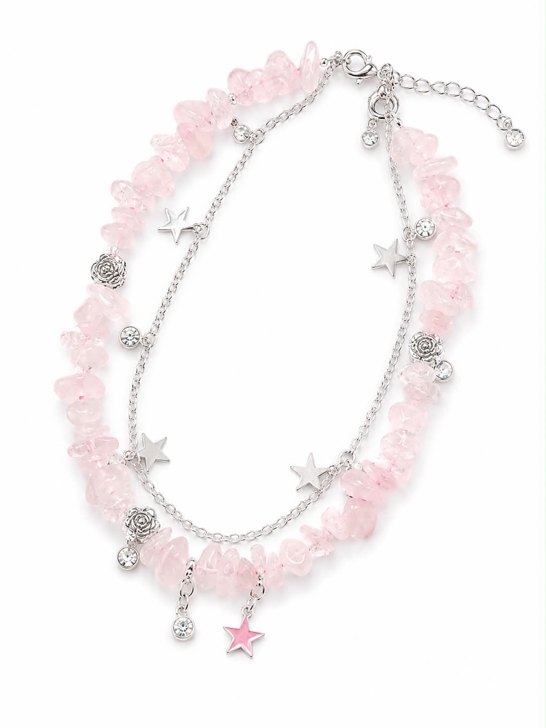 Bracelet de cheville en quartz rose