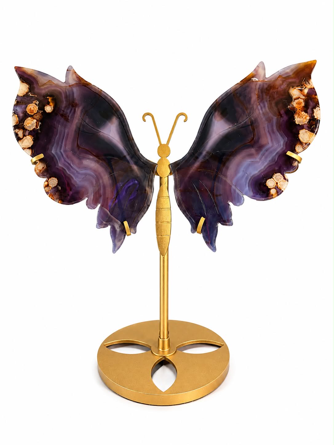 Papillon en agate fleur bleue