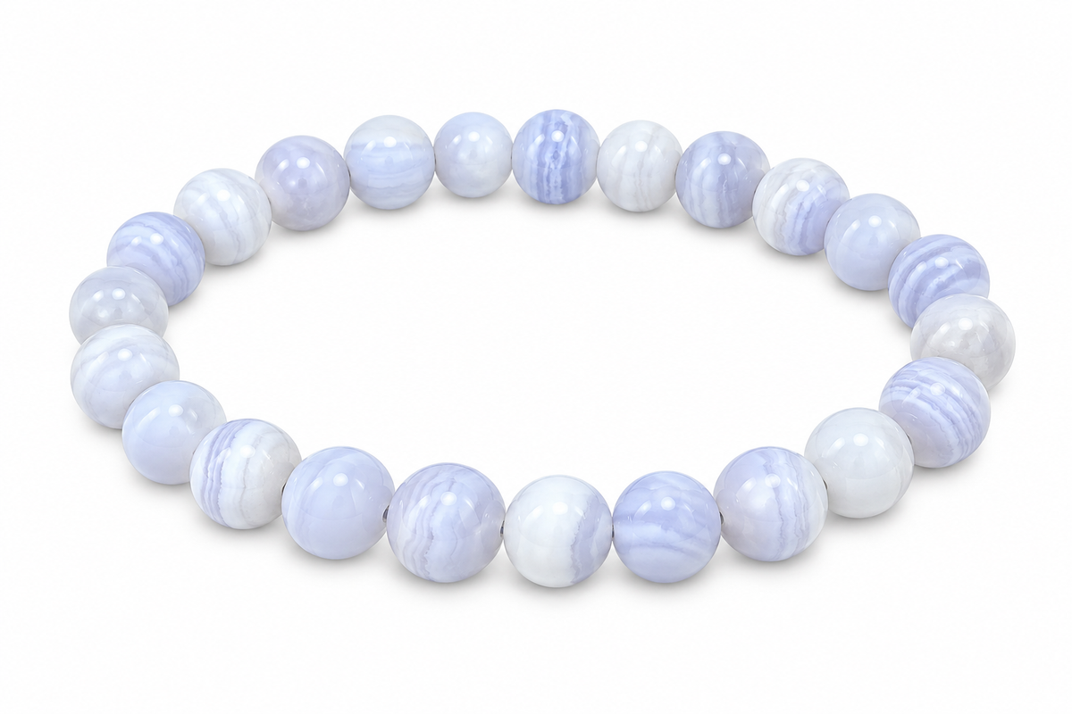Bracelet 6mm | Agate dentelle bleu