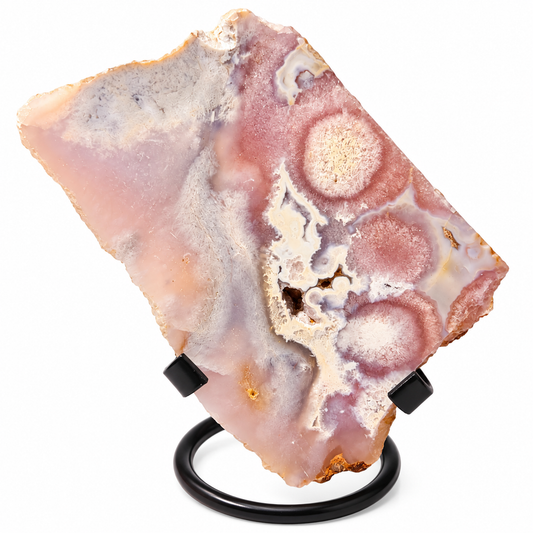 Tranche | Améthyste rose et agate fleur