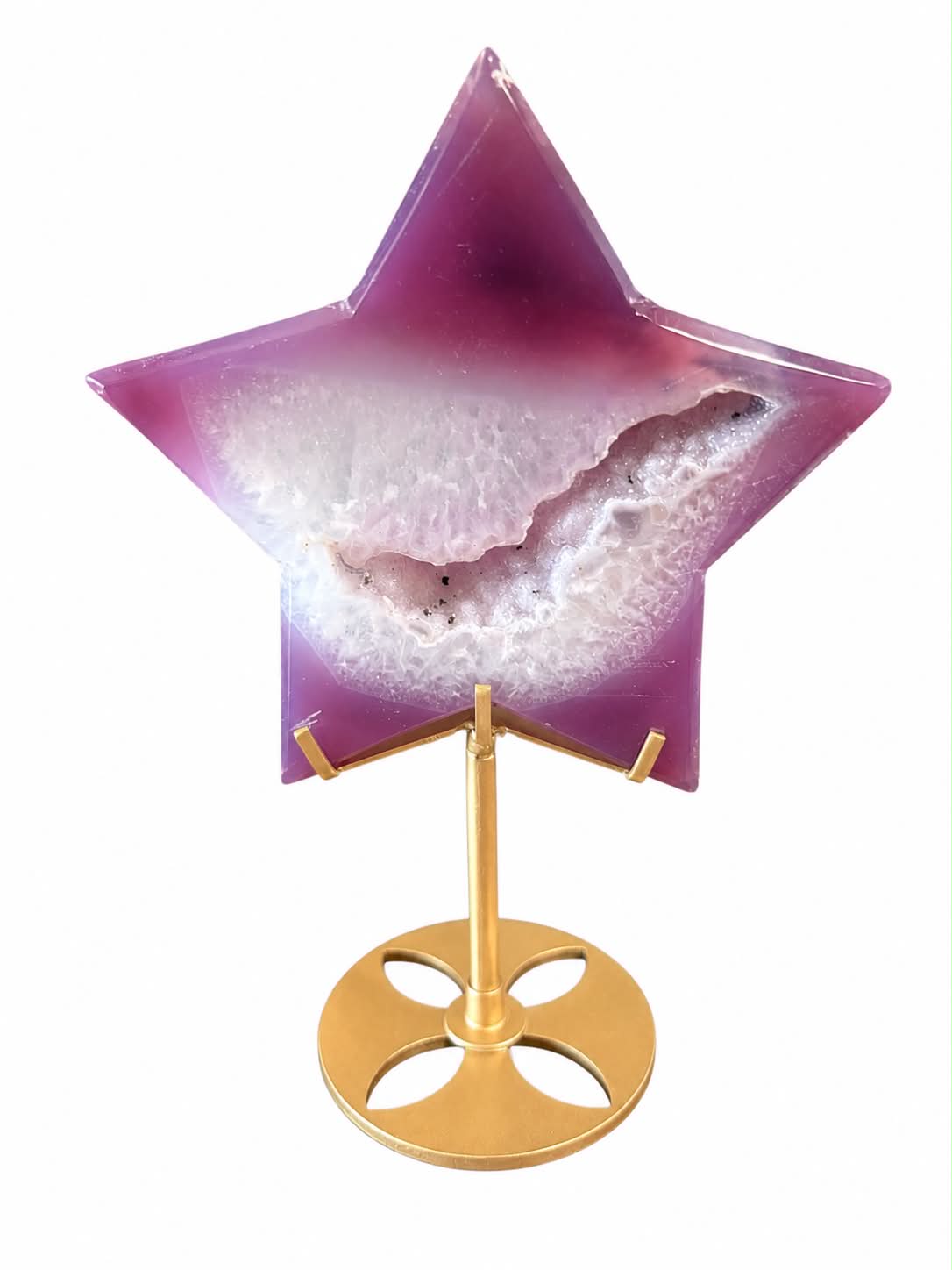 étoile en agate druzy rose
