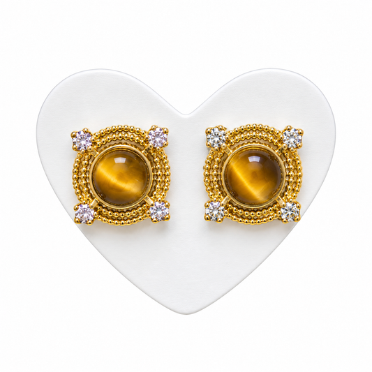 Earring - 925 sterling silver | Tiger's eye