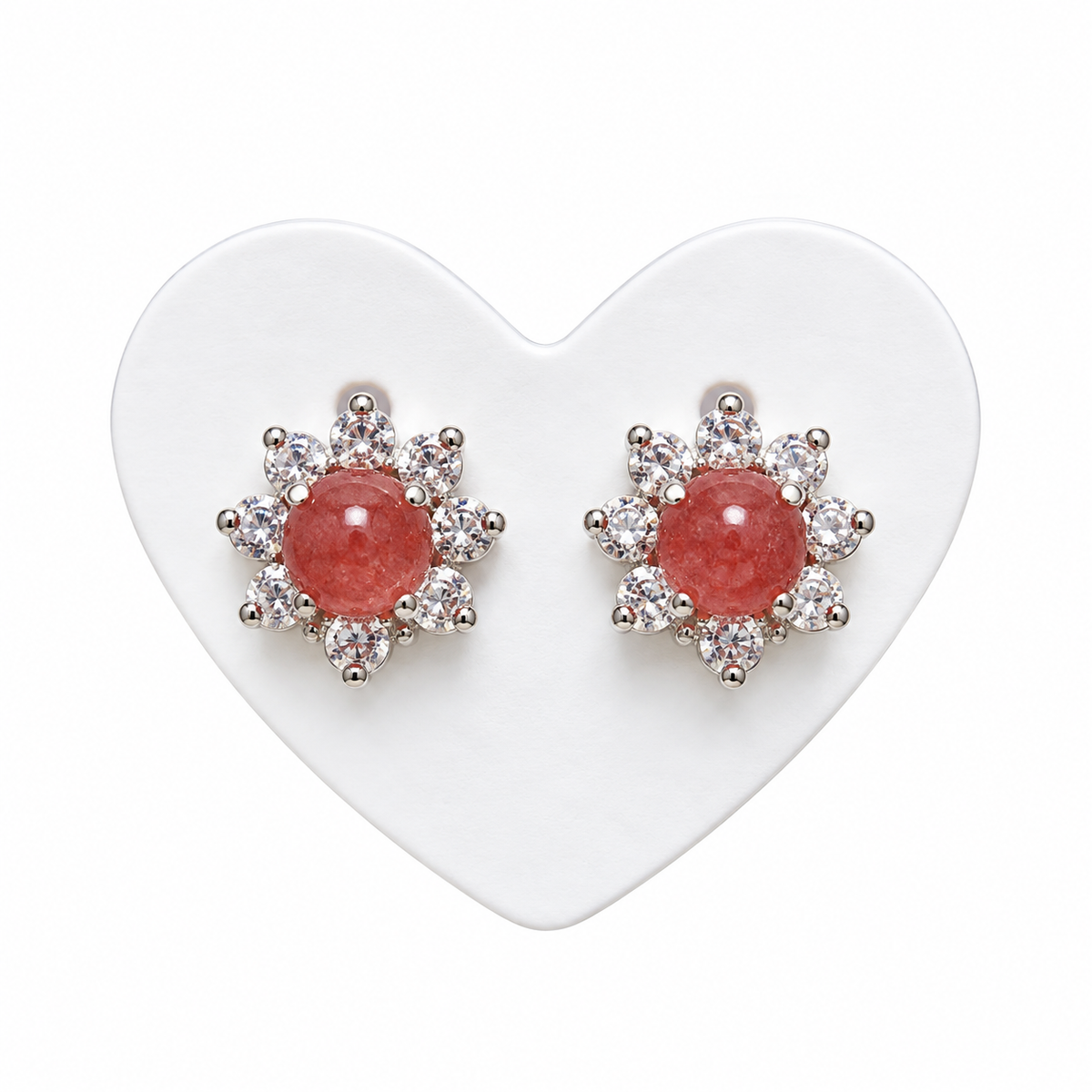 Earring - 925 sterling silver | Strawberry quartz