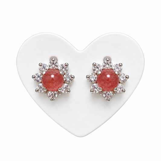 Earring - 925 sterling silver | Strawberry quartz