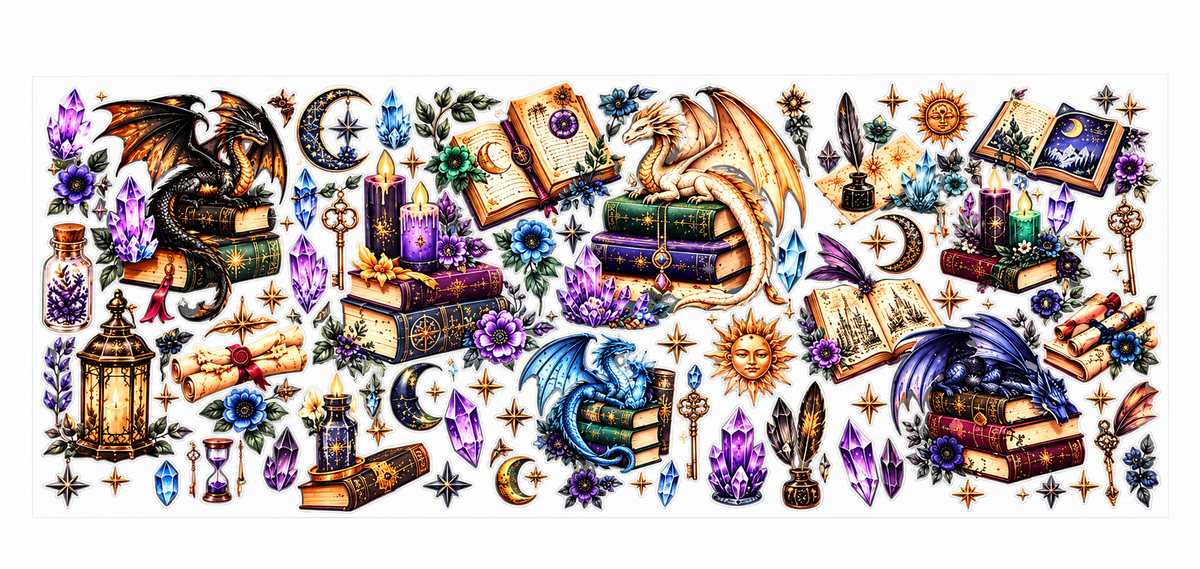 Image pour verre | Dragon et cristaux