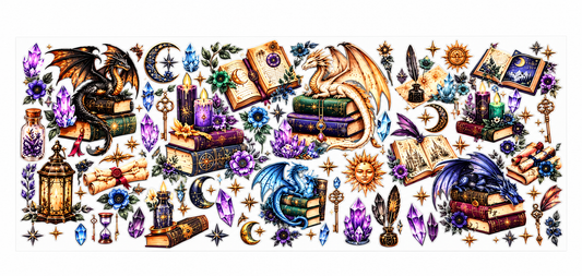 Image pour verre | Dragon et cristaux