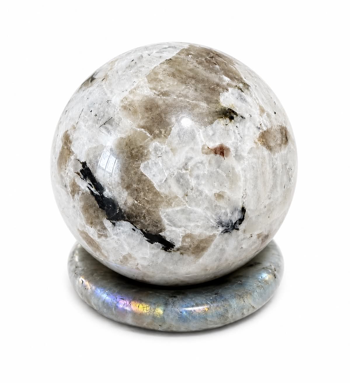 sphere en pierre de lune bleu