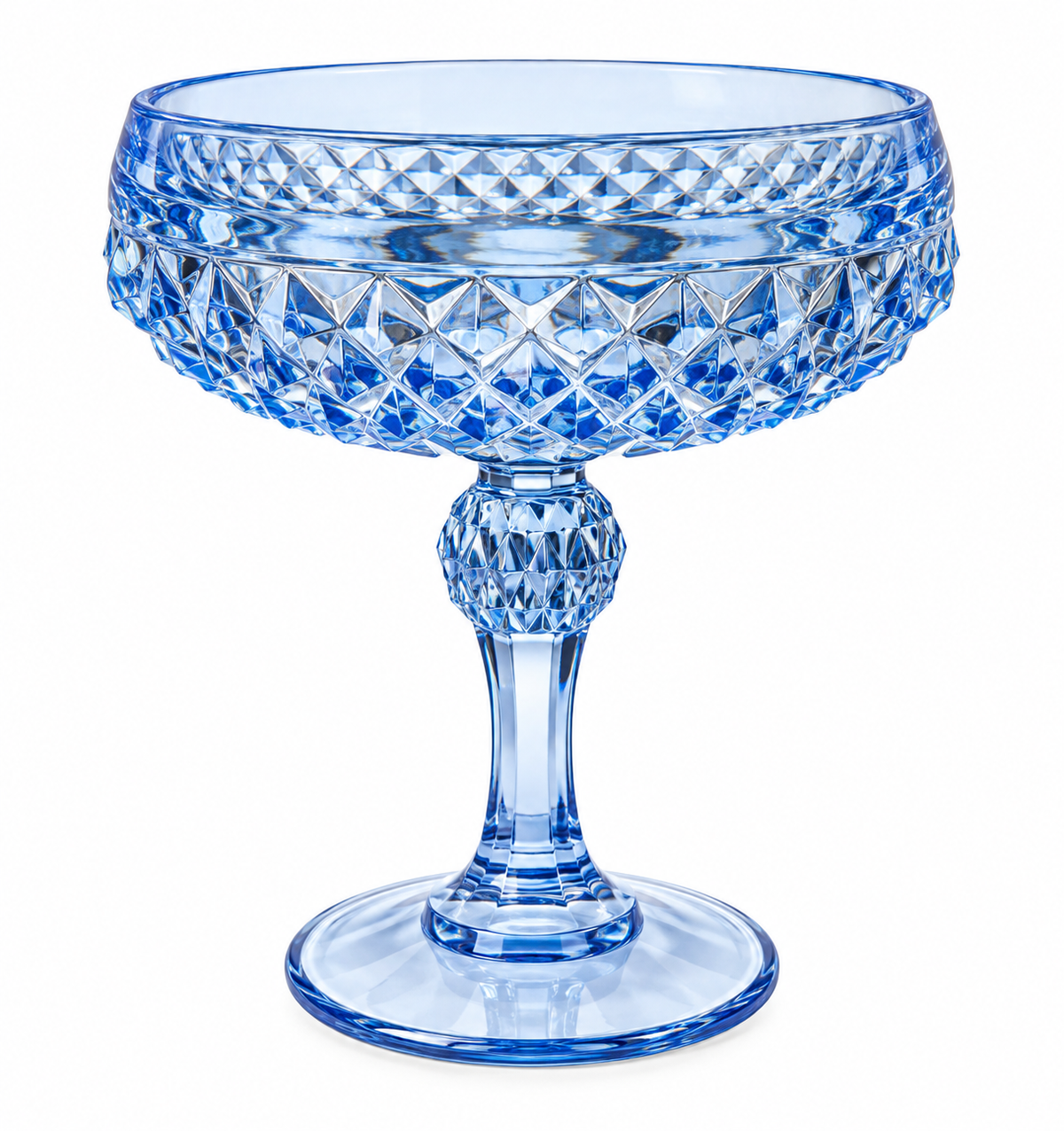 Bol sur pied | Verre taillé bleu