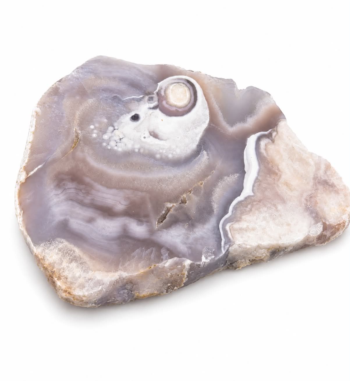 Tranche en fleur d'agate et amethyste rose