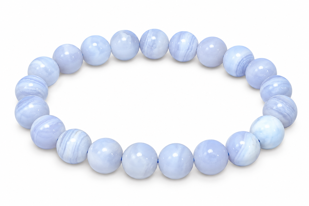 Bracelet 8mm | Agate dentelle bleu