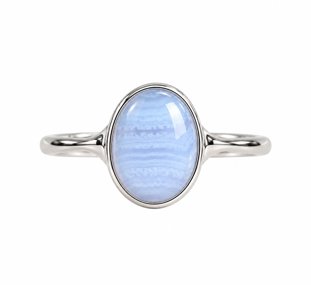 Bague argent 925 | agate dentelle bleu