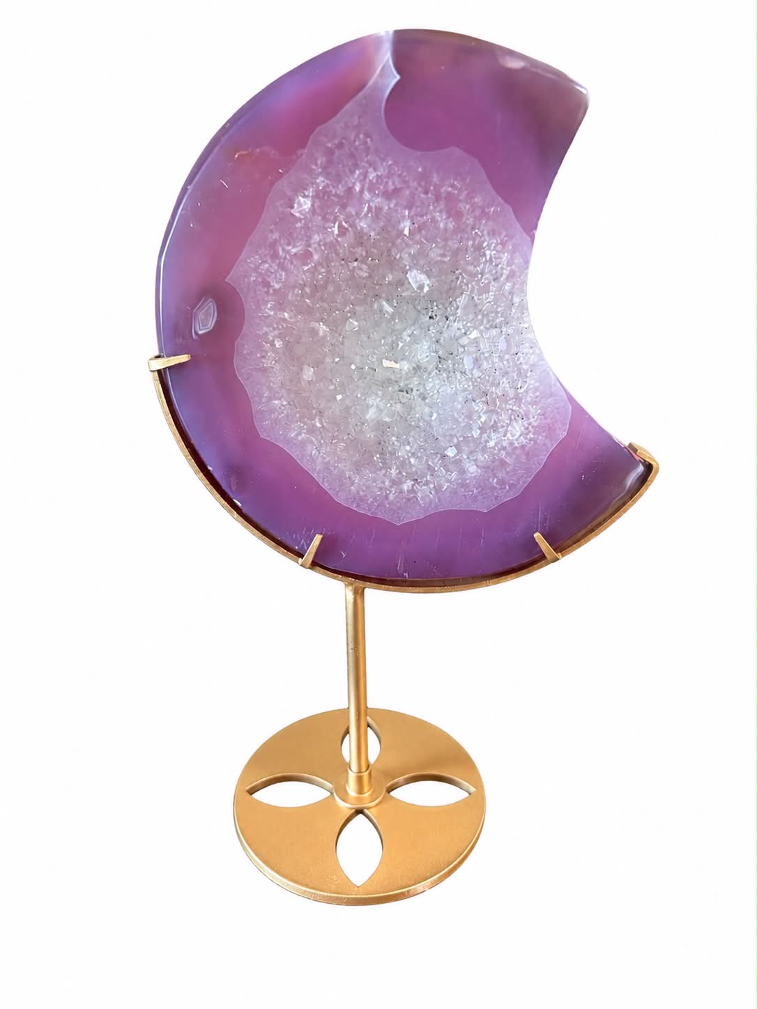 lune en agate druzy rose