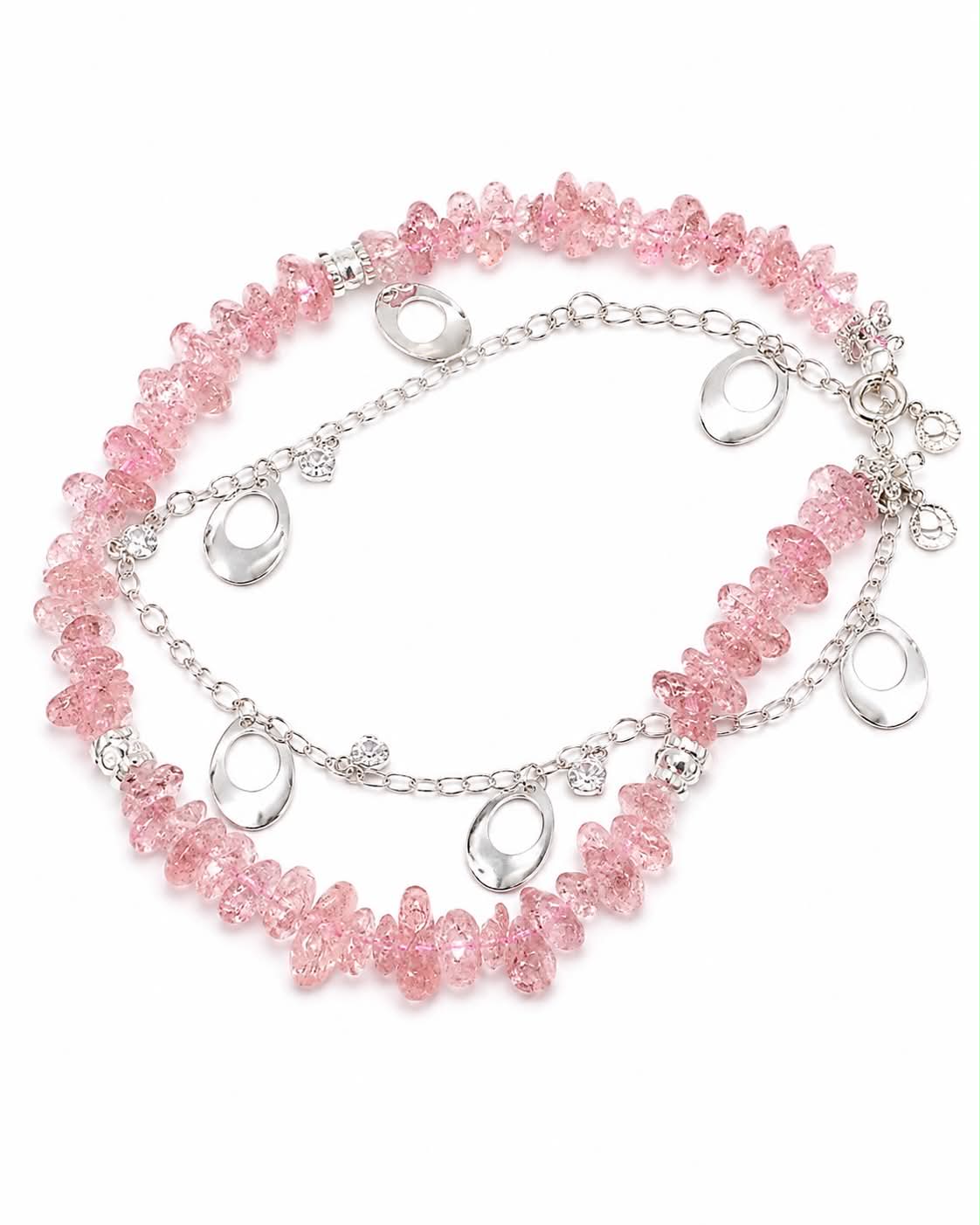 Bracelet de cheville en quartz fraise